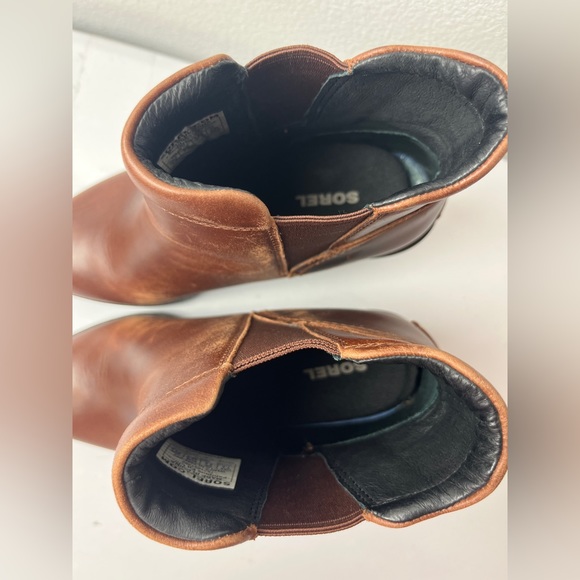 Sorel After Hours Chelsea Boots Size 7.5 Leather Wedge Brown - Picture 5 of 7